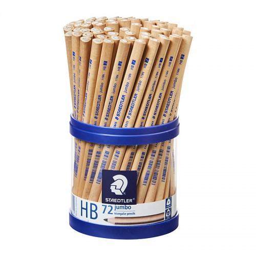 Staedtler Natural Jumbo Triangular HB Pencils - Cup of 72