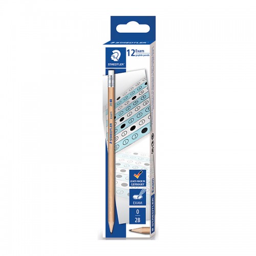 Staedtler Exam Natural 2B Pencil with Erasers Tip - Box of 12