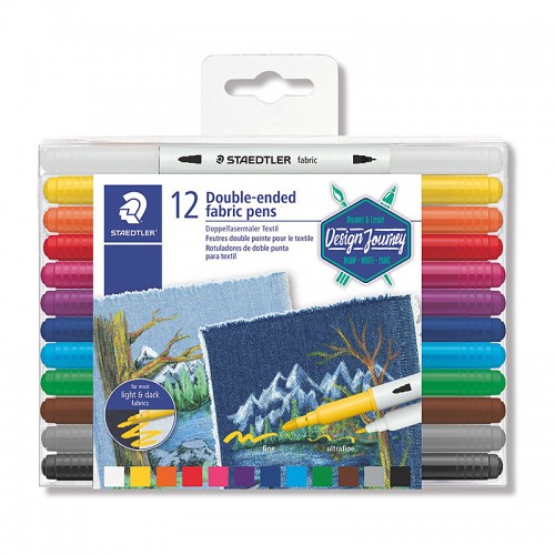 Staedtler Double Ended Fabric Marker Pen Assorted Colours - Box of 12