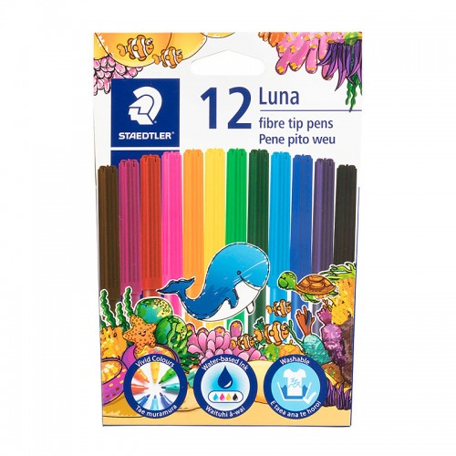 Staedtler Luna Felt Tip Pens Assorted Colours - Box of 12