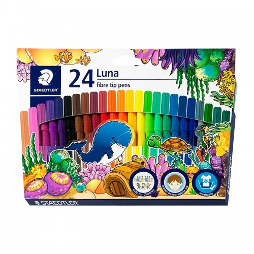 Staedtler Luna Fibre Tip Pens Assorted Colours - Box of 24