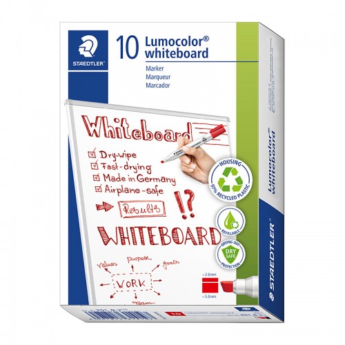 Staedtler White Board Marker 351 Chisel Red - Box of 10