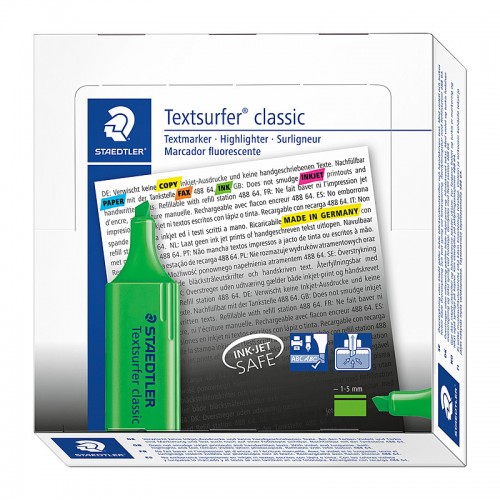 Staedtler Highlighter Textsurfer Green - Pack of 10