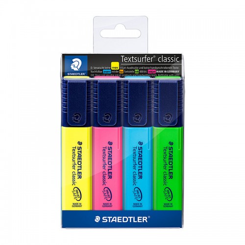 Staedtler Textsurfer Classic Highlighters - Pack of 4 - Assorted Colours