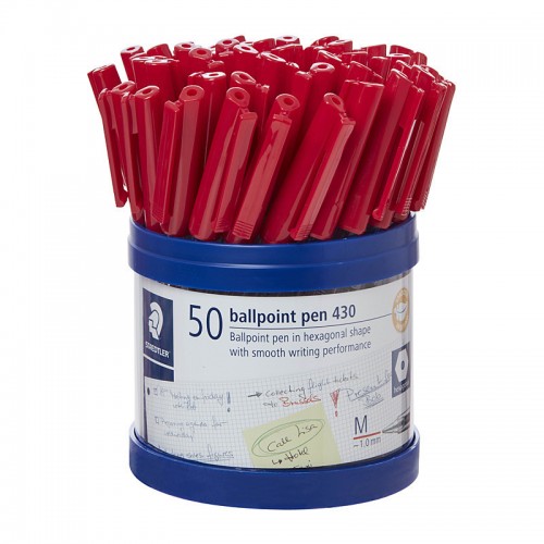 Staedtler Ballpoint Pens 430 Medium Red - Cup of 50