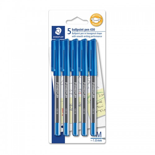 Staedtler Ballpoint Pens 430 Medium Blue - Pack of 5