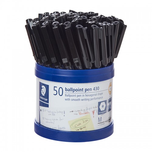 Staedtler Ballpoint Pens 430 Medium Black - Cup of 50