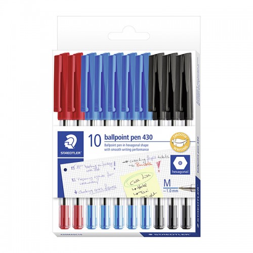 Staedtler Ballpoint Pens 430 Medium Assorted Colours - Box of 10