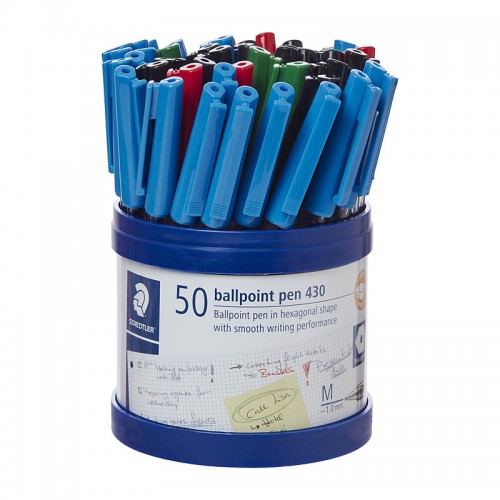 Staedtler Ballpoint Pens 430 Medium Assorted Colours - Cup of 50