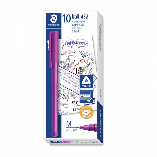 Staedtler Ballpoint 432 Medium Purple - Box of 10