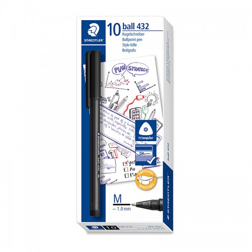 Staedtler Ballpoint Pen 432 M Black - Box of 10