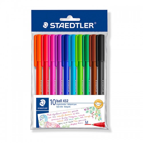 Staedtler Ballpoint Pen 432 Medium Assorted Colours - Bag f 10 - Box of 10