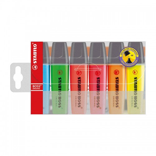 Stabilo Boss Highlighter Assorted Colours - Wallet of 6