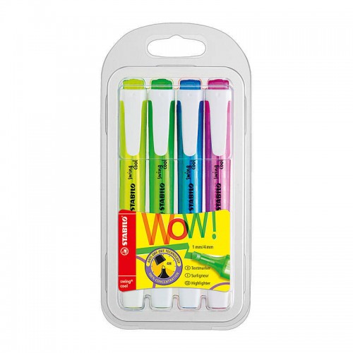 Stabilo Swing Cool Highlighter Assorted Colours - Wallet of 4