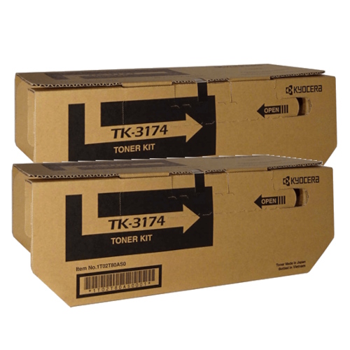 2 Pack Kyocera TK-3174 Genuine Toner Cartridges