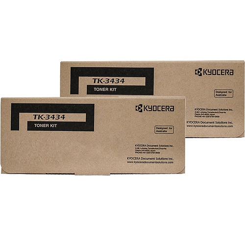 2 Pack Kyocera TK-3434 Genuine Toner Cartridges