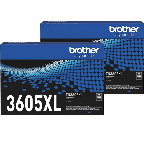 2 Pack Brother TN-3605XL Genuine Toner Cartridges