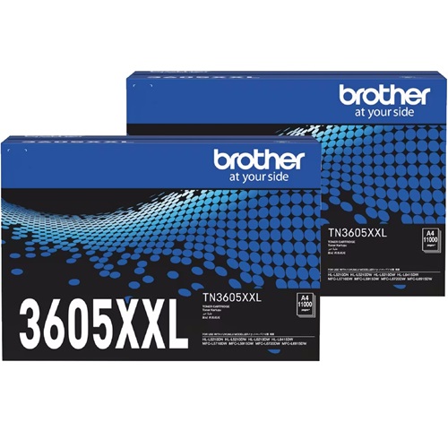 2 Pack Brother TN-3605XXL Genuine Toner Cartridges