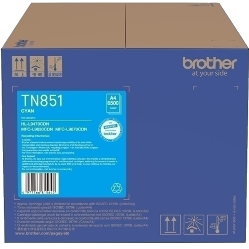 Brother TN-851C Cyan Genuine Toner Cartridge