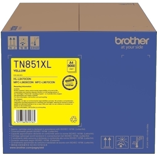 Brother TN-851XLY Yellow High Yield Genuine Toner Cartridge