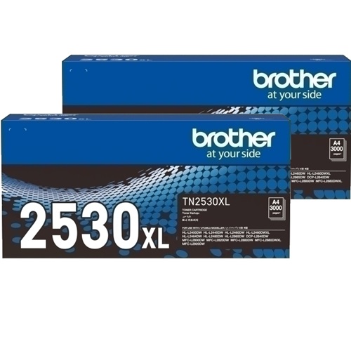 2 Pack Brother TN2530XL Genuine Toner Cartridges