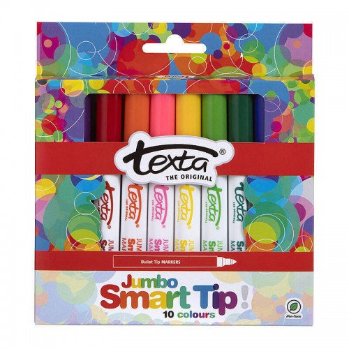 Texta Smart Tip Jumbo Marker Assorted Colours - Wallet of 10