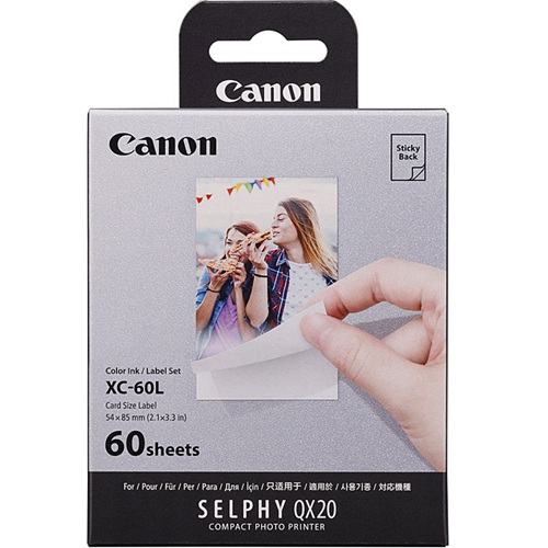 Canon XC-60L Colour Ink & Label Set - 60 Sheets of 54 x 85mm Sticky Photo Paper