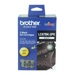 2 Pack Brother LC67BK Genuine Ink Cartridges