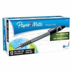 Paper Mate Flex Grip Retractable Ballpen 1.0mm Black - Box of 12