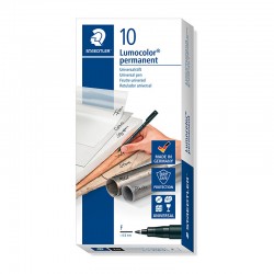 Staedtler LumoColor 0.6mm Fine Permanent Pens - Box of 10 - Black