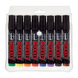 uni Prockey Permanent Markers PM-126 Chisel Tip - Assorted Colours - Wallet of 8